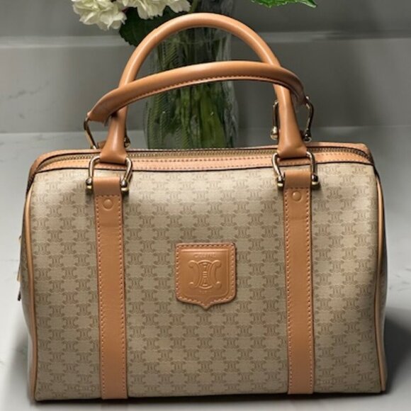 Celine Macadam Boston Bag Cream and Tan NWOT! + COA - Picture 1 of 16